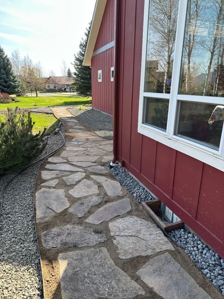 Gallery photos for Custom Flagstone Pathway Enhances Outdoor Space: Image #1